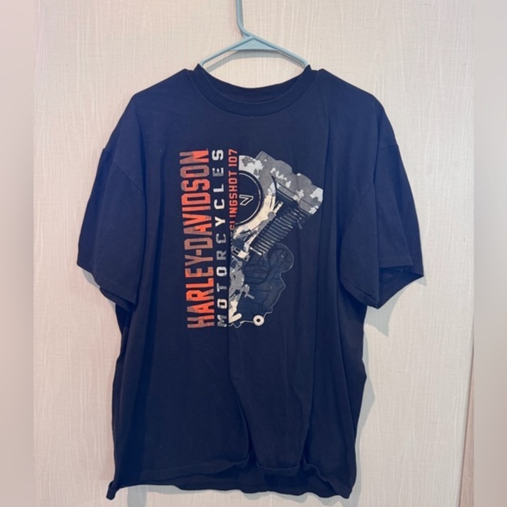 Harley-Davidson Black and Orange Engine Graphic Tee